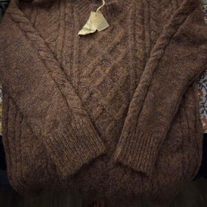 Mystree Women's Warm Muave Cable Knit Crewneck Sweater